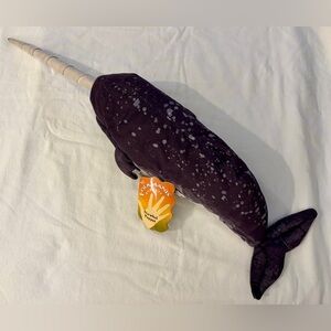 Folkmanis Narwhal Hand Puppet 20” Long 28” Horn PAPER TAG Marine Mammal Arctic